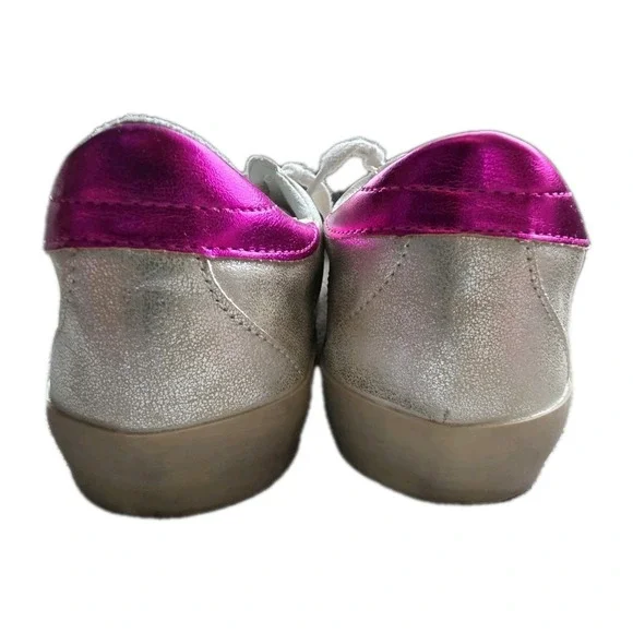 Shu Shop Paula Silver Distressed Shoes Sneakers Shiny Star US 7.5 - Picture 5 of 13